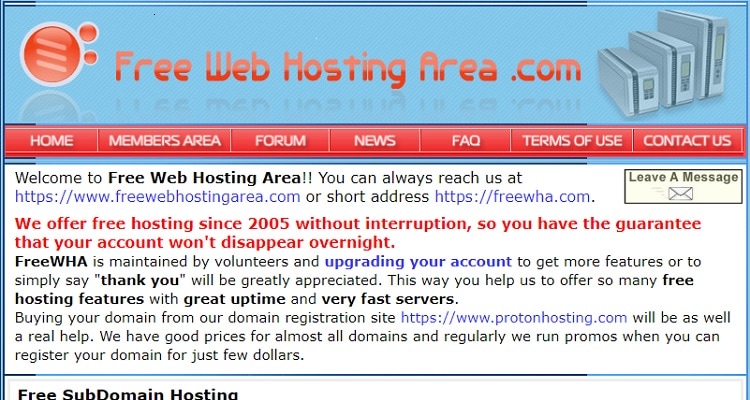 Free Web Hosting Area