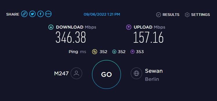 Surfshark Speed Test from Germany