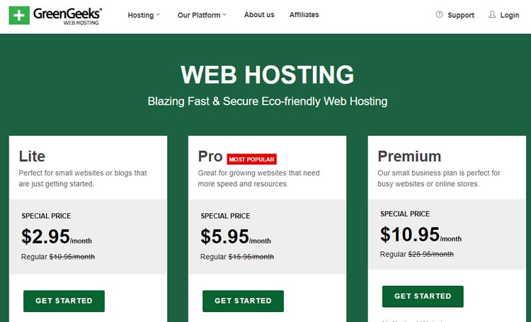 GreenGeeks Hosting as Hostinger Alternatives