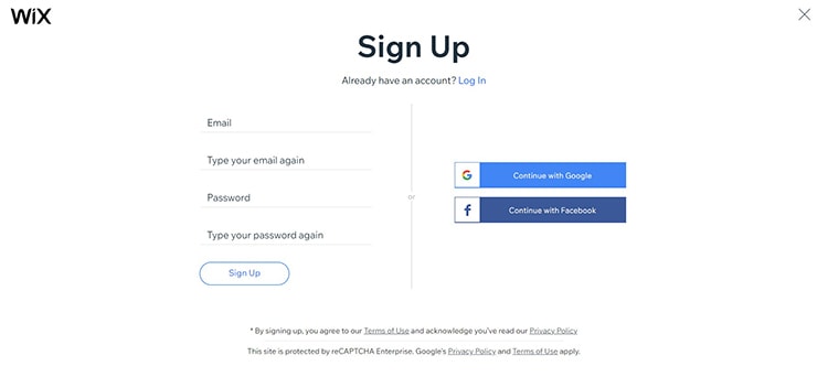 Sign Up for a Wix Account