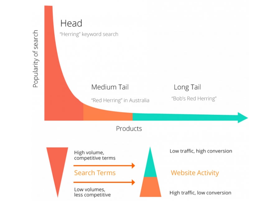 Long tail vs short tail keywords. 