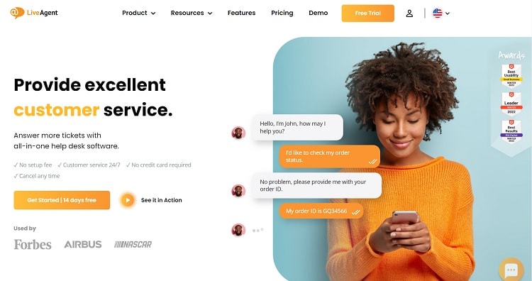 LiveAgent homepage