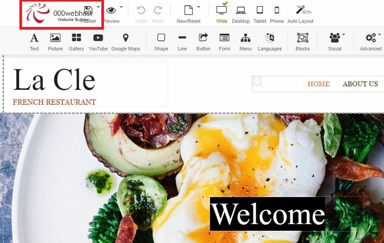 000WebHost sitebuilder