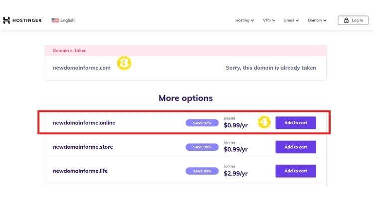 Register a domain with Hostinger