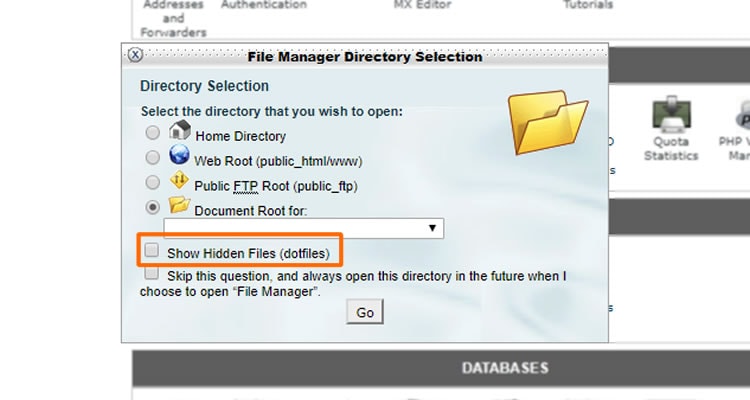 Find .htaccess file - How to show hidden files in cPanel file manager