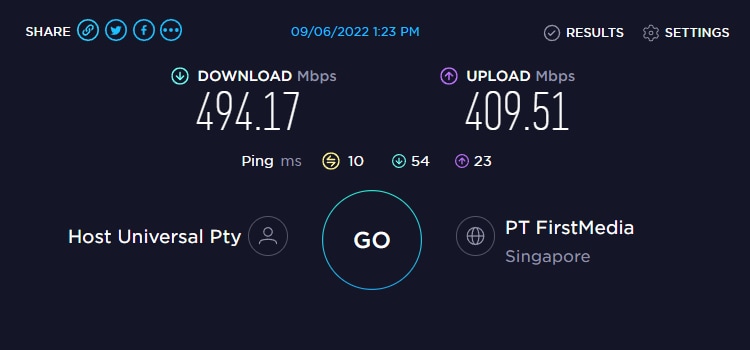 Surfshark Speed Test from Singapore