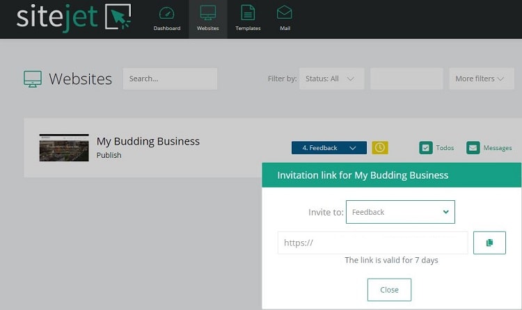 Sitejet review invitiation