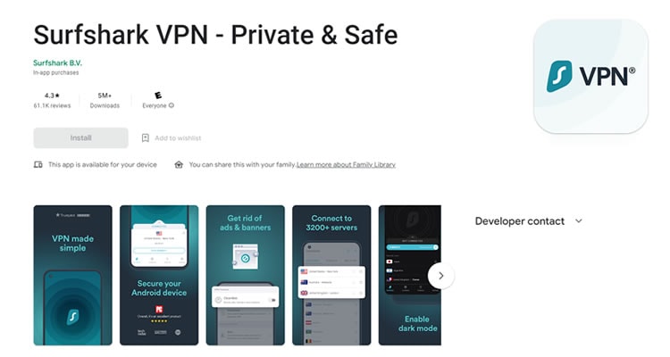  Surfshark App on Google Play Store