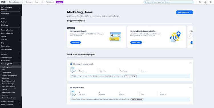 Wix Marketing Home - Market and grow your website. 