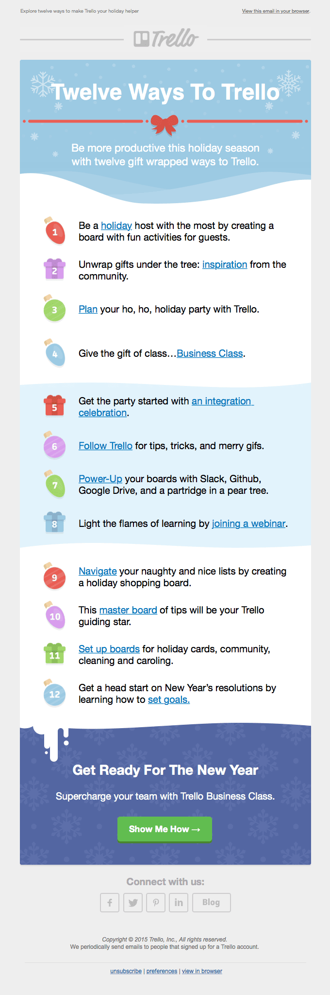 Trello Holiday Email